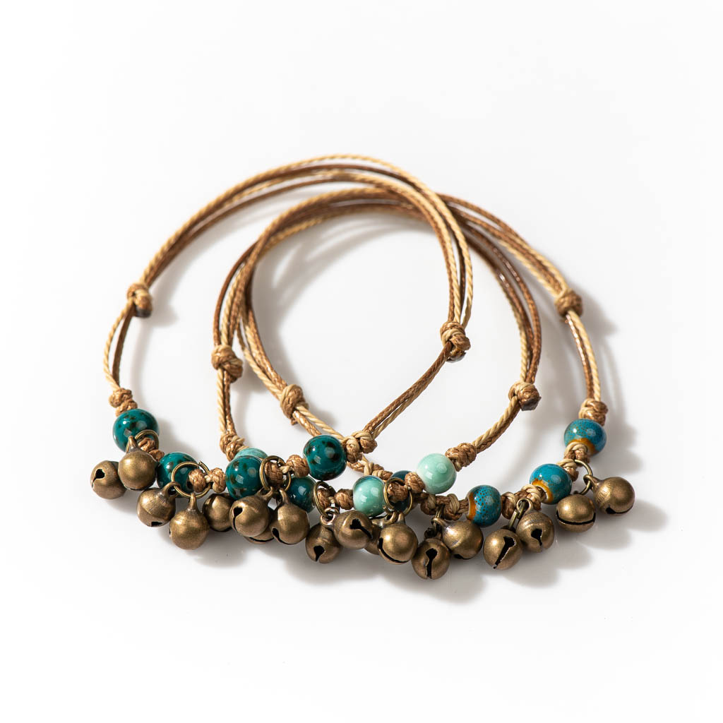 Ceramic Link Bracelet - Buatan Tangan Keramik Gaya Retro Manik-manik