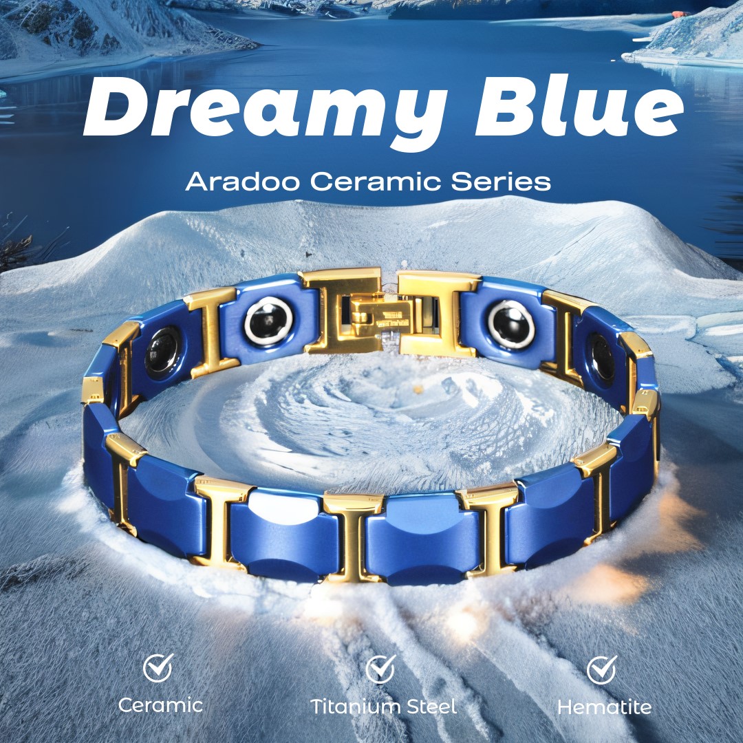 Ceramic Link Bracelet - Gelang keramik biru impian baja Titanium