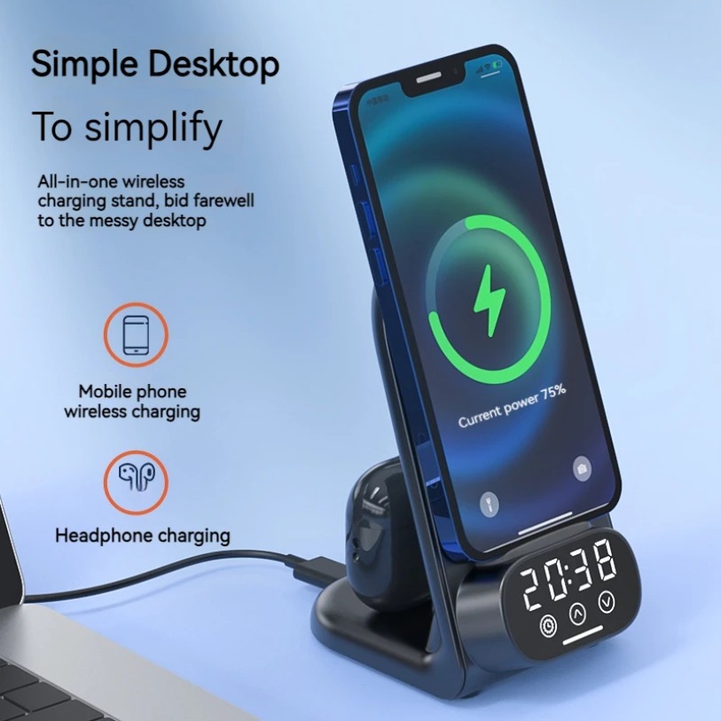 Wireless Charger Watch - Stasiun Pengisian Daya Nirkabel 15W dengan