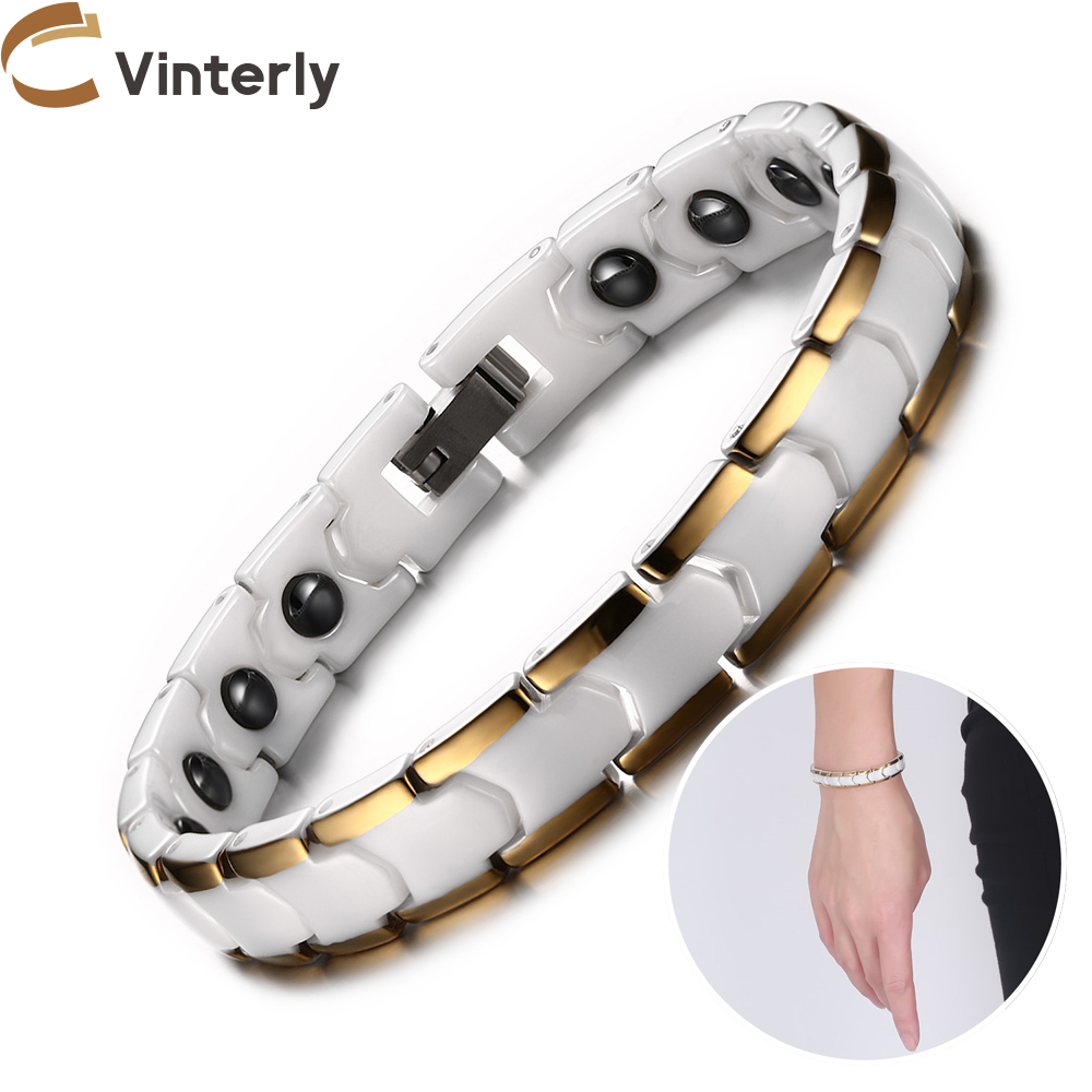 Ceramic Link Bracelet - Vinterly gelang magnetik Anti gores wanita,