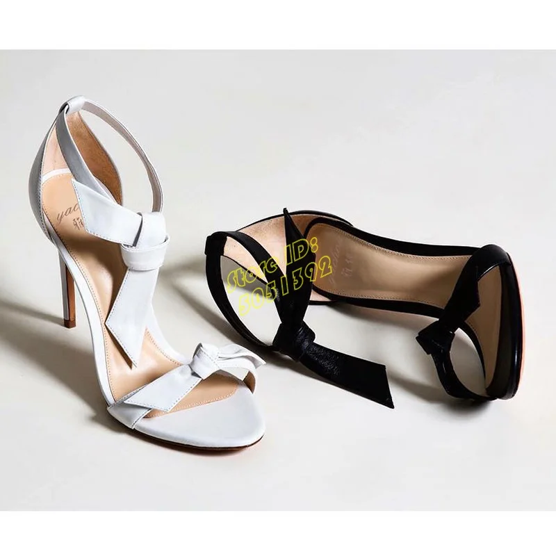 Leather Classic Strap - Sandal Stiletto Kulit Ikat Tali Putih
