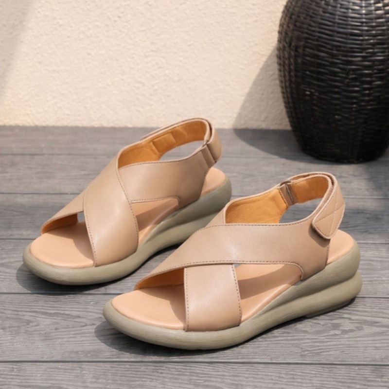 Leather Classic Strap - Sepatu Wanita Klasik Sandal Wedges Kulit