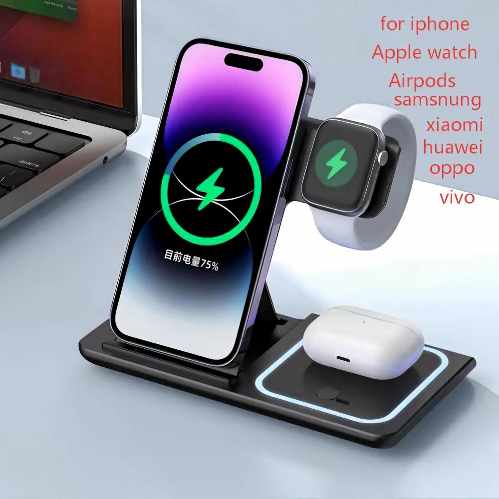 Wireless Charger Watch - Dudukan Pengisi Daya Nirkabel 3 in