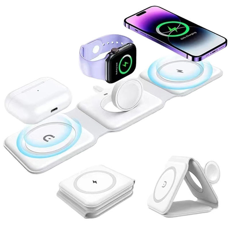 Wireless Charger Watch - Pengisi Daya Nirkabel Lipat Magnetik 3-in-1,