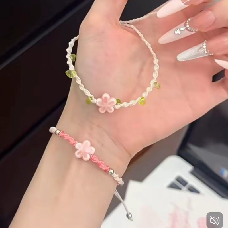 Ceramic Link Bracelet - Gelang Bunga Keberuntungan Manik-manik Keramik Tenun