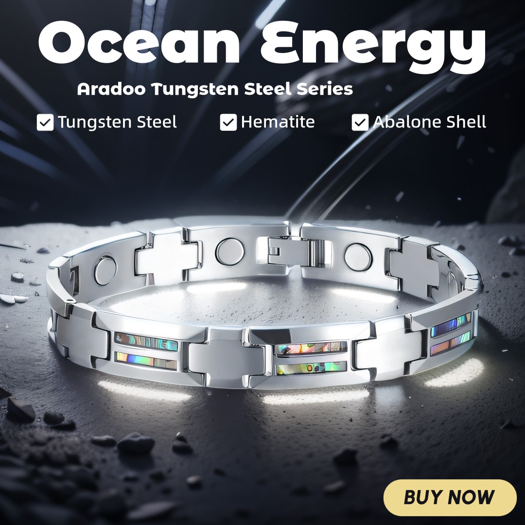 Ceramic Link Bracelet - Gelang baja Tungsten cangkang abalon gelang
