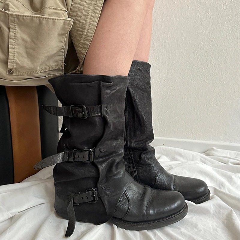 Leather Classic Strap - Sepatu Wanita Klasik Sepatu Bot Ksatria