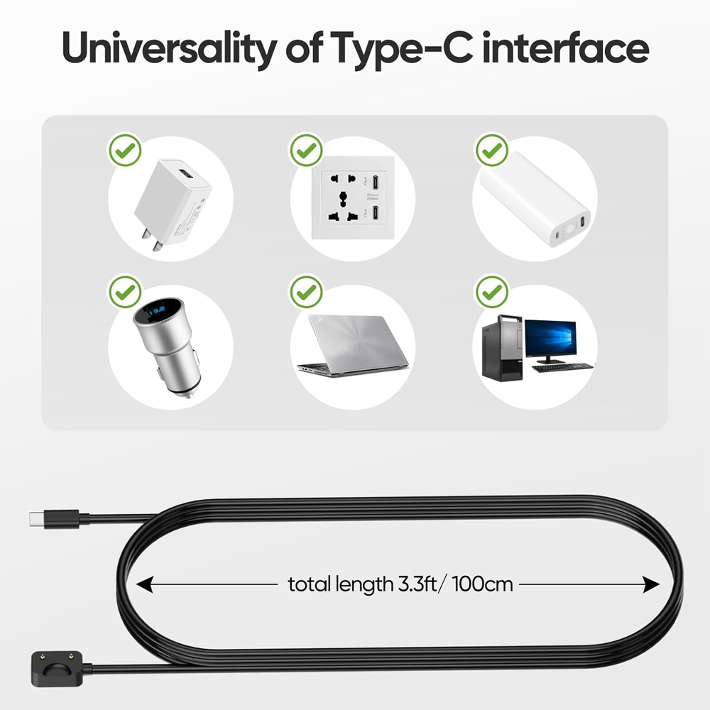 Kabel pengisian USB-C hitam un - Best Smartwatch Accessories ulasan dan harga