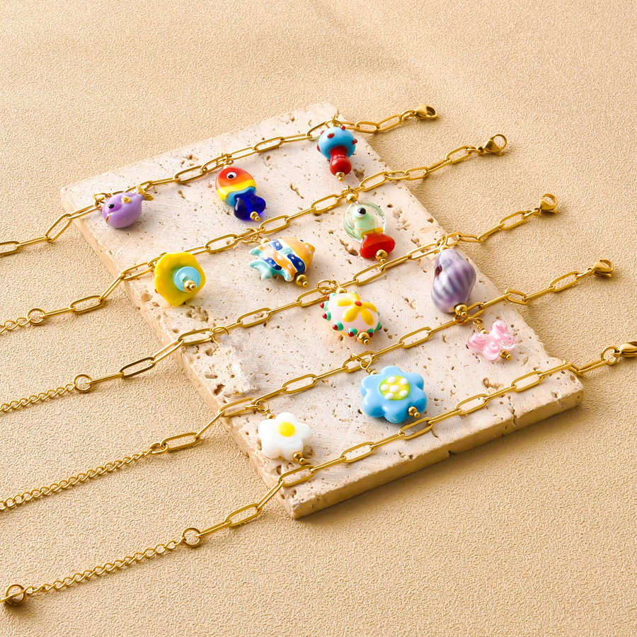 1 Buah Gelang Wanita Bunga Jam - Ceramic Link Bracelet ulasan dan harga