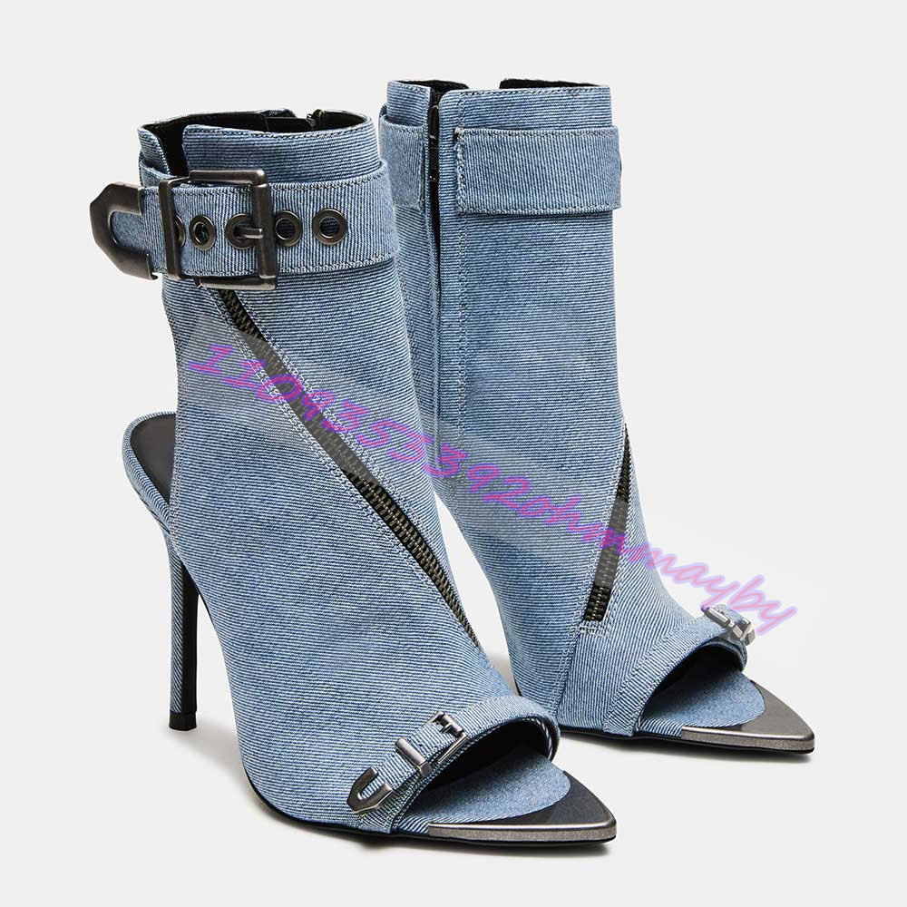 Sepatu Bot Ujung Runcing Denim - Leather Classic Strap ulasan dan harga