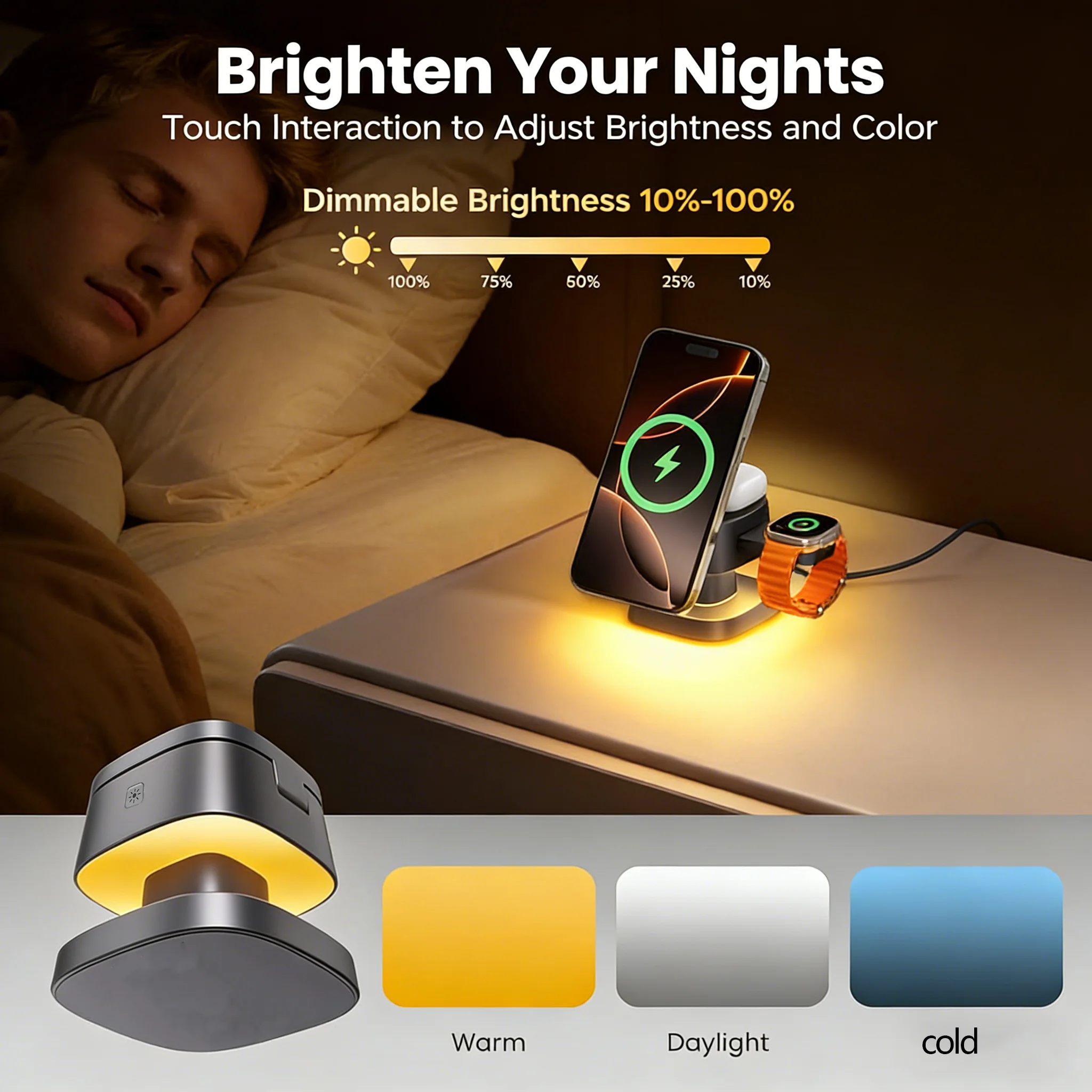 TIMESS Lampu Malam Pengisi Day - Wireless Charger Watch ulasan dan harga