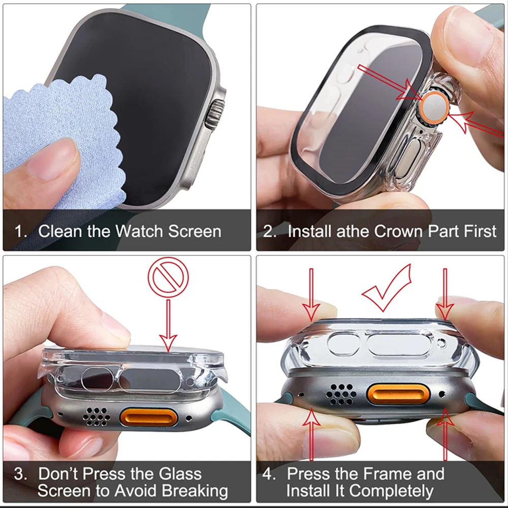 Kaca + casing untuk Apple Watc - Smartwatch Band Accessories ulasan dan harga